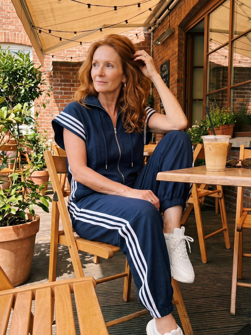 Women's Relaxed Fit Zip-Up Track Jumpsuit | Sleeveless
