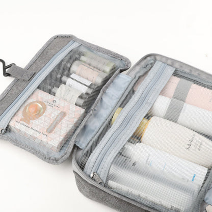 Compact Water-Resistant Travel Cosmetic Organizer | Features 4 Compartments & 360° Hook | Suitable for Men & Women