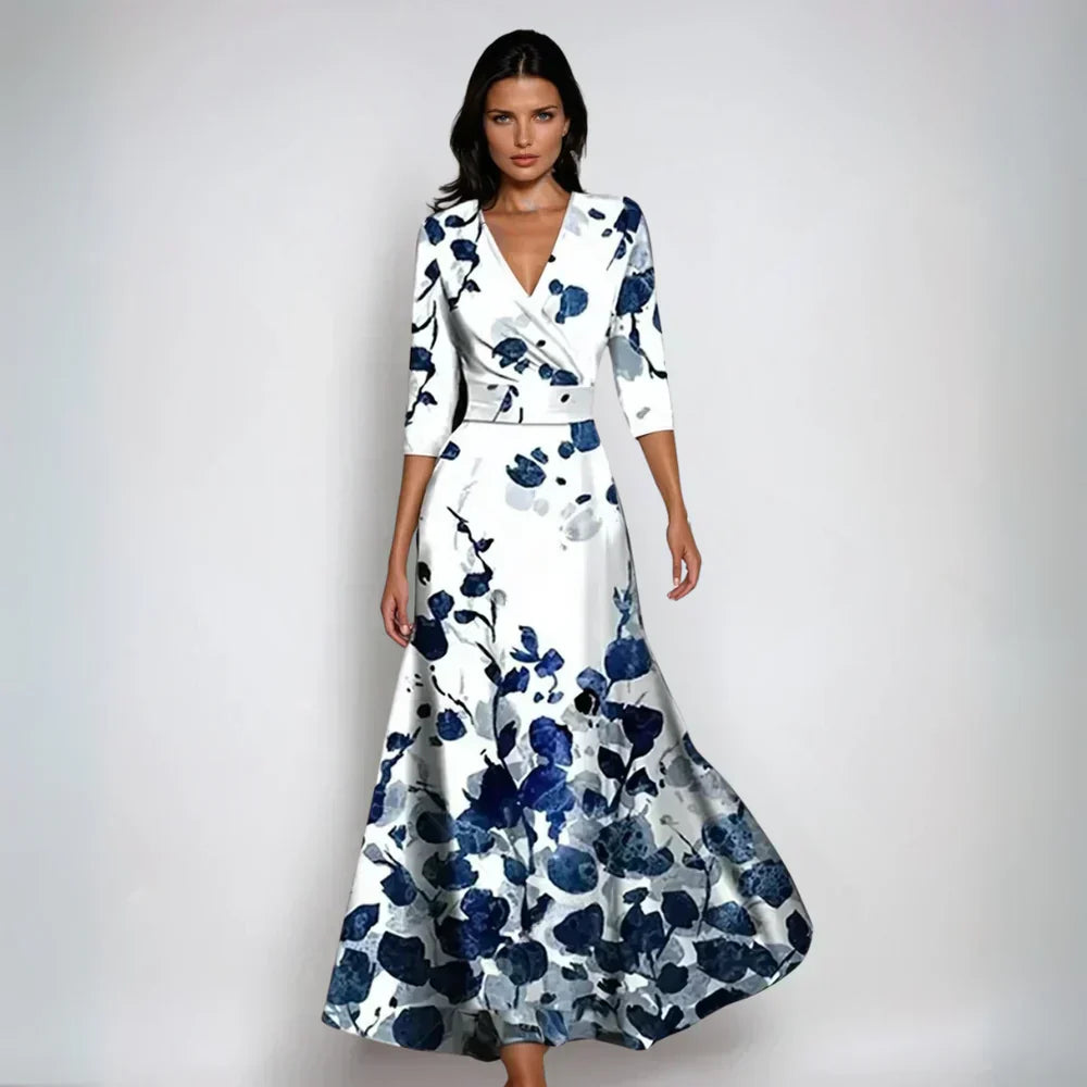 Women's Floral Pattern Wrap Maxi Dress | V-Neck