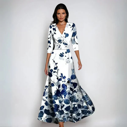 Women's Floral Pattern Wrap Maxi Dress | V-Neck