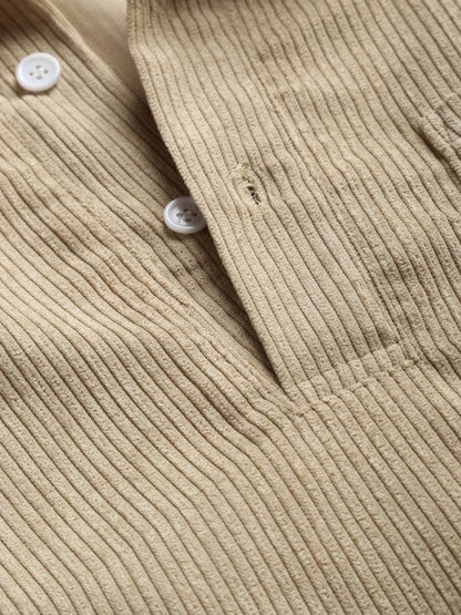 Men's Long Sleeve Half-Button Polo Shirt | with Chest Pocket