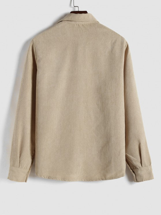 Men's Long Sleeve Half-Button Polo Shirt | with Chest Pocket