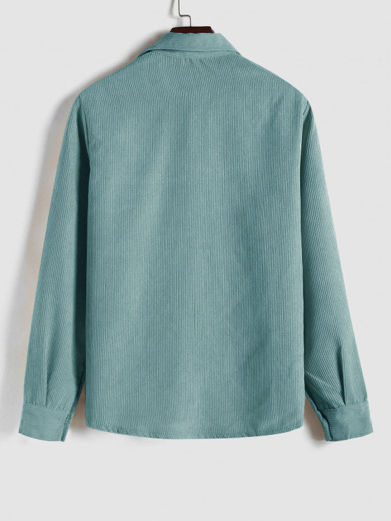 Men's Long Sleeve Half-Button Polo Shirt | with Chest Pocket
