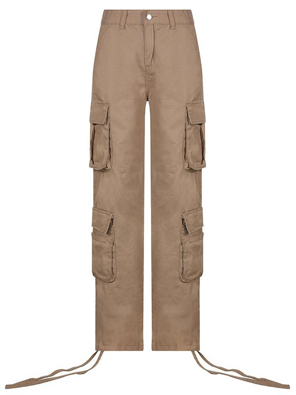 Jean cargo vintage marron avec poches plaquées