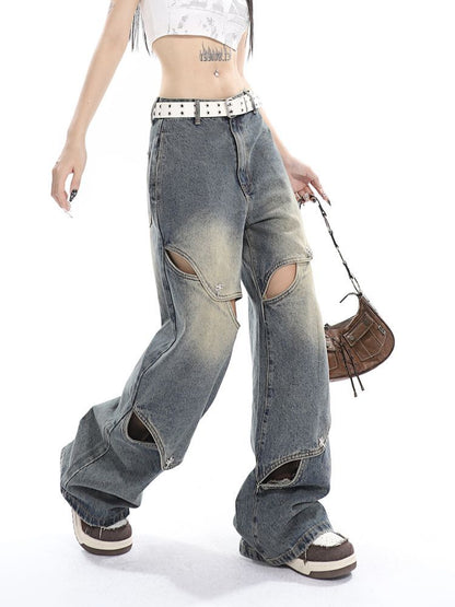 Baggy Boyfriend-jeans met gedeconstrueerd gewassen effect