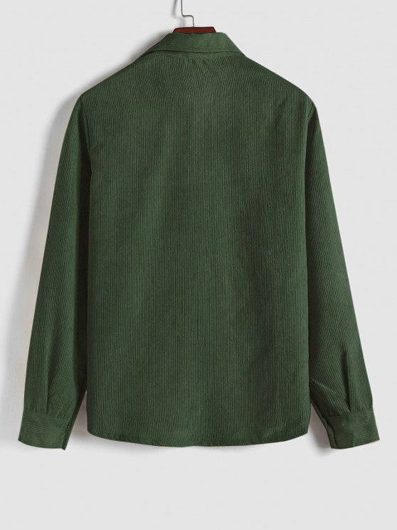 Men's Long Sleeve Half-Button Polo Shirt | with Chest Pocket