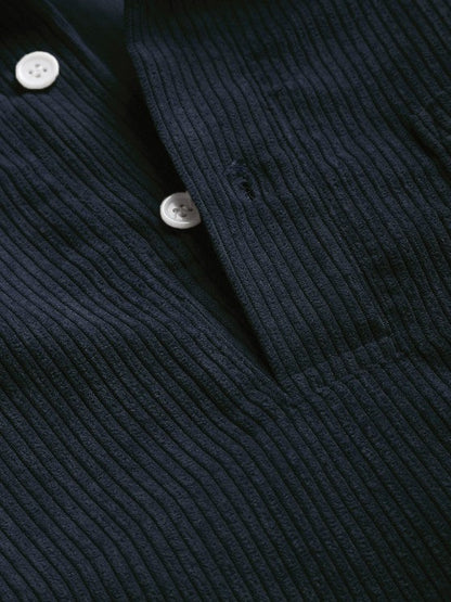 Men's Long Sleeve Half-Button Polo Shirt | with Chest Pocket