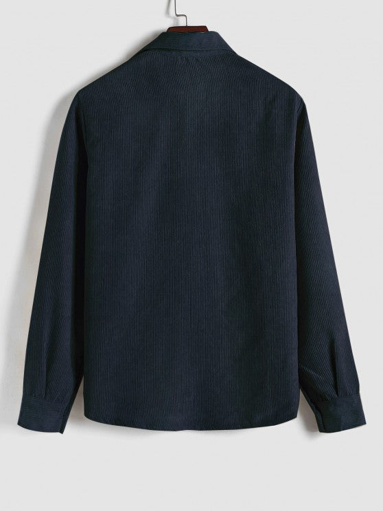 Men's Long Sleeve Half-Button Polo Shirt | with Chest Pocket