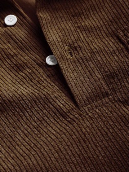 Men's Long Sleeve Half-Button Polo Shirt | with Chest Pocket