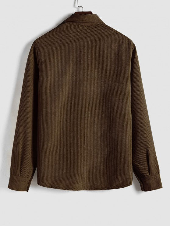 Men's Long Sleeve Half-Button Polo Shirt | with Chest Pocket