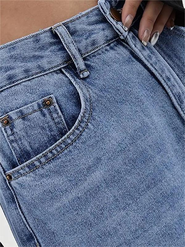 Baggy Boyfriend-jeans met geborduurd logo op de achterkant