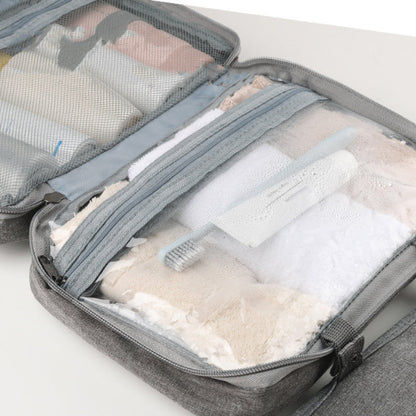 Compact Water-Resistant Travel Cosmetic Organizer | Features 4 Compartments & 360° Hook | Suitable for Men & Women
