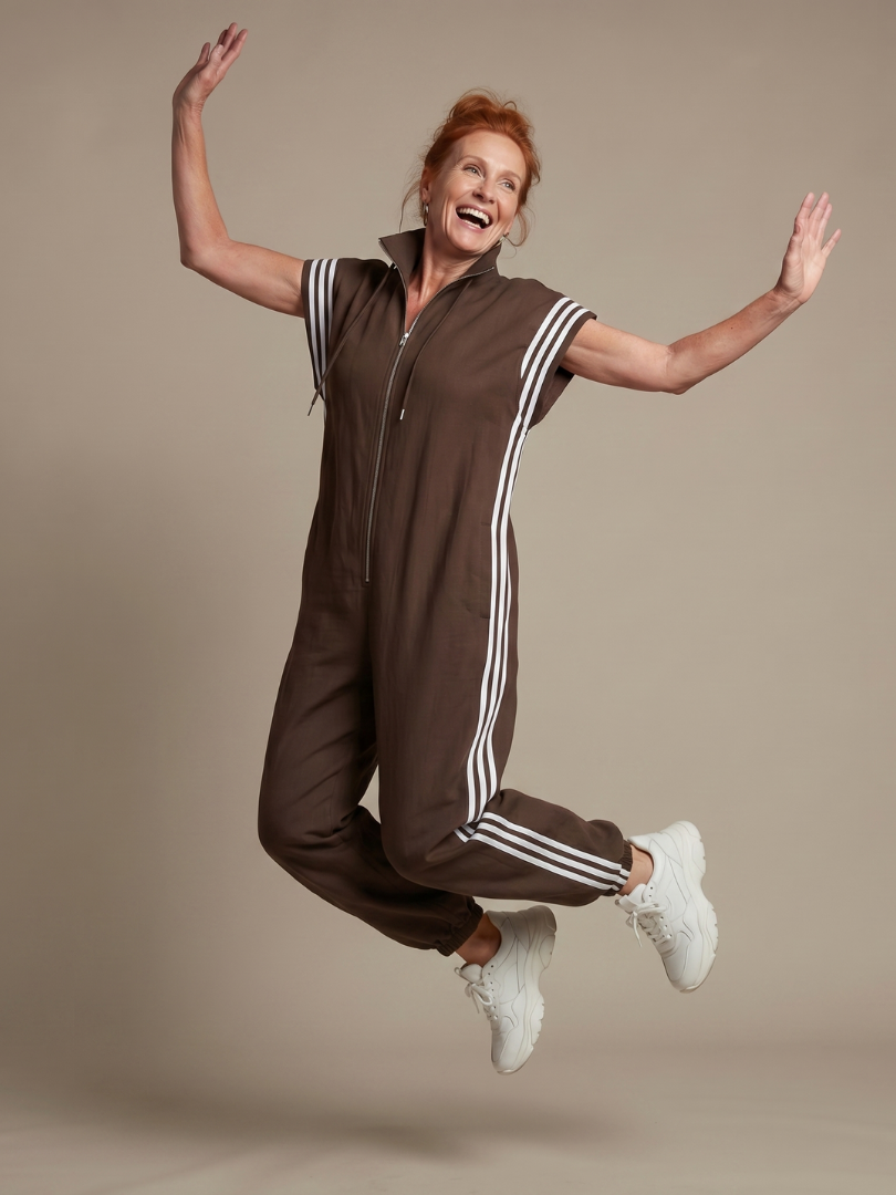 Women's Relaxed Fit Zip-Up Track Jumpsuit | Sleeveless