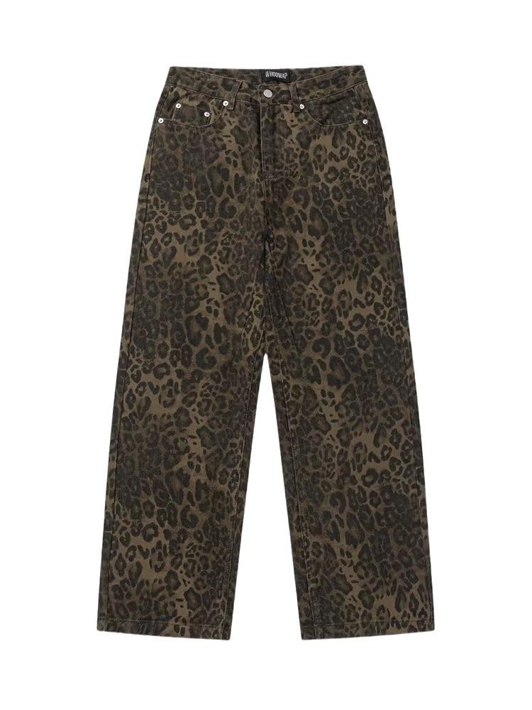 Y2k Leopard Baggy Boyfriend Jeans