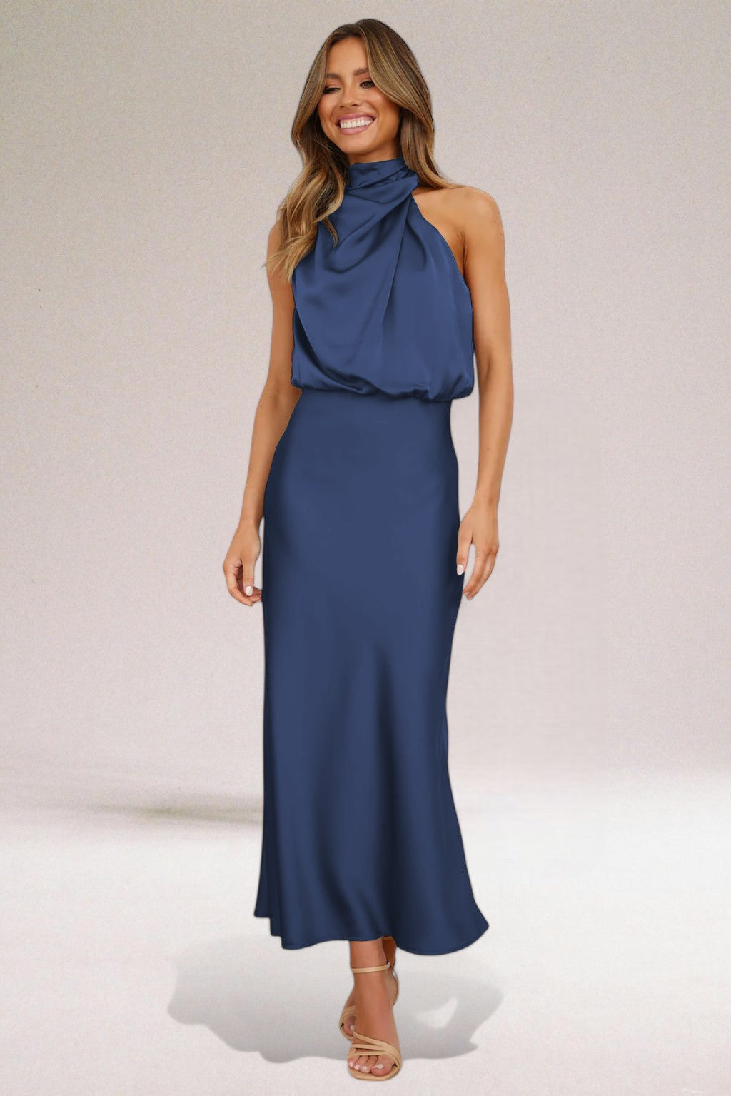 Women's High-Neck Wedding Guest Dress | Maxi