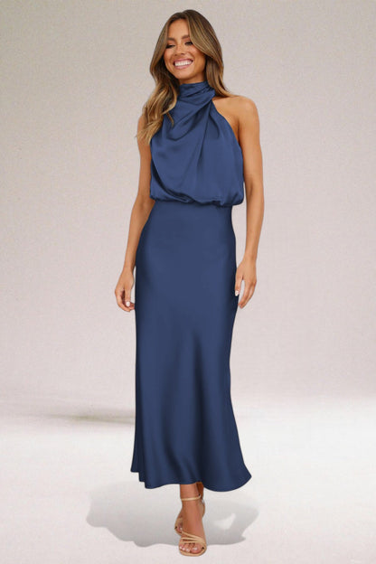Women's High-Neck Wedding Guest Dress | Maxi