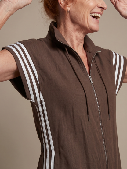 Women's Relaxed Fit Zip-Up Track Jumpsuit | Sleeveless