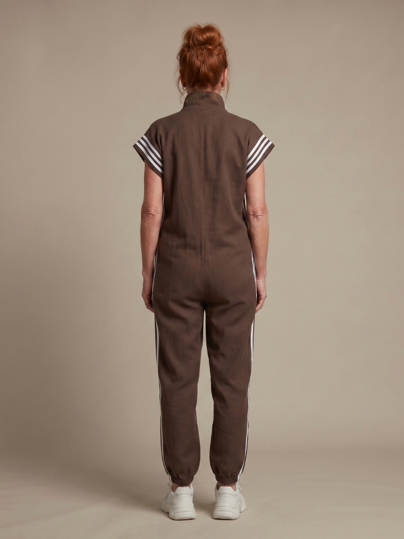 Women's Relaxed Fit Zip-Up Track Jumpsuit | Sleeveless