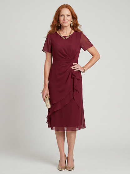 Women's Short Sleeve Sheath Cocktail Dress | Midi