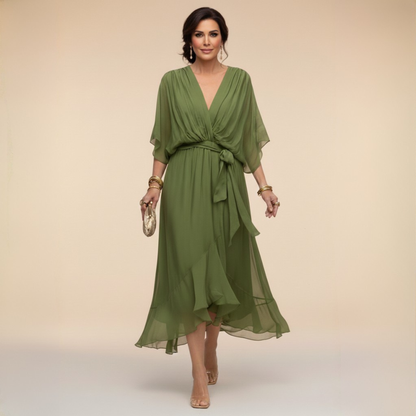 Women's Wedding Guest V-Neck Wrap Dress | Midi