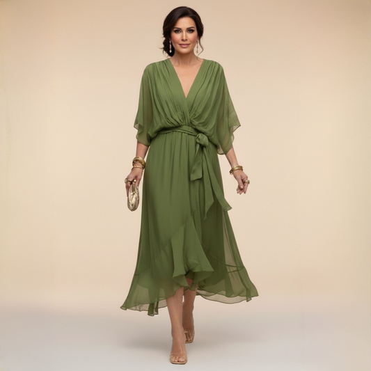 Women's Wedding Guest V-Neck Wrap Dress | Midi
