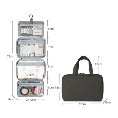 Compact Water-Resistant Travel Cosmetic Organizer | Features 4 Compartments & 360° Hook | Suitable for Men & Women