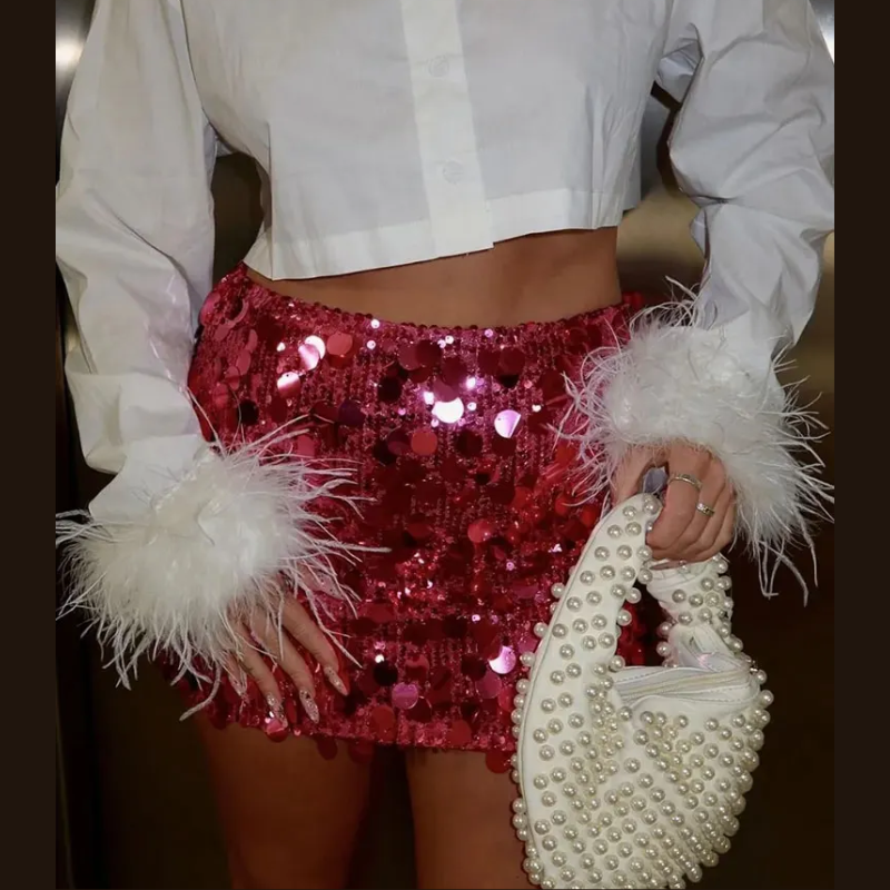 Women’s Glittering High-Waisted Skirt | Mini