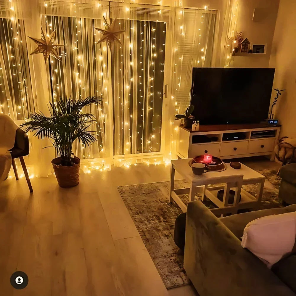 Warm White LED Curtain Lights for Garden and Balcony Decoration