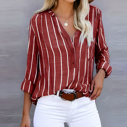 Women's Striped Button-Up Blouse | Long Sleeves