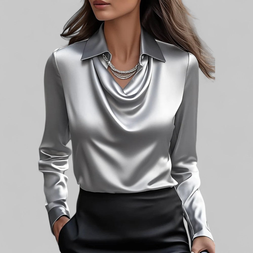 Women’s Waterfall Neck Blouse | Long Sleeves