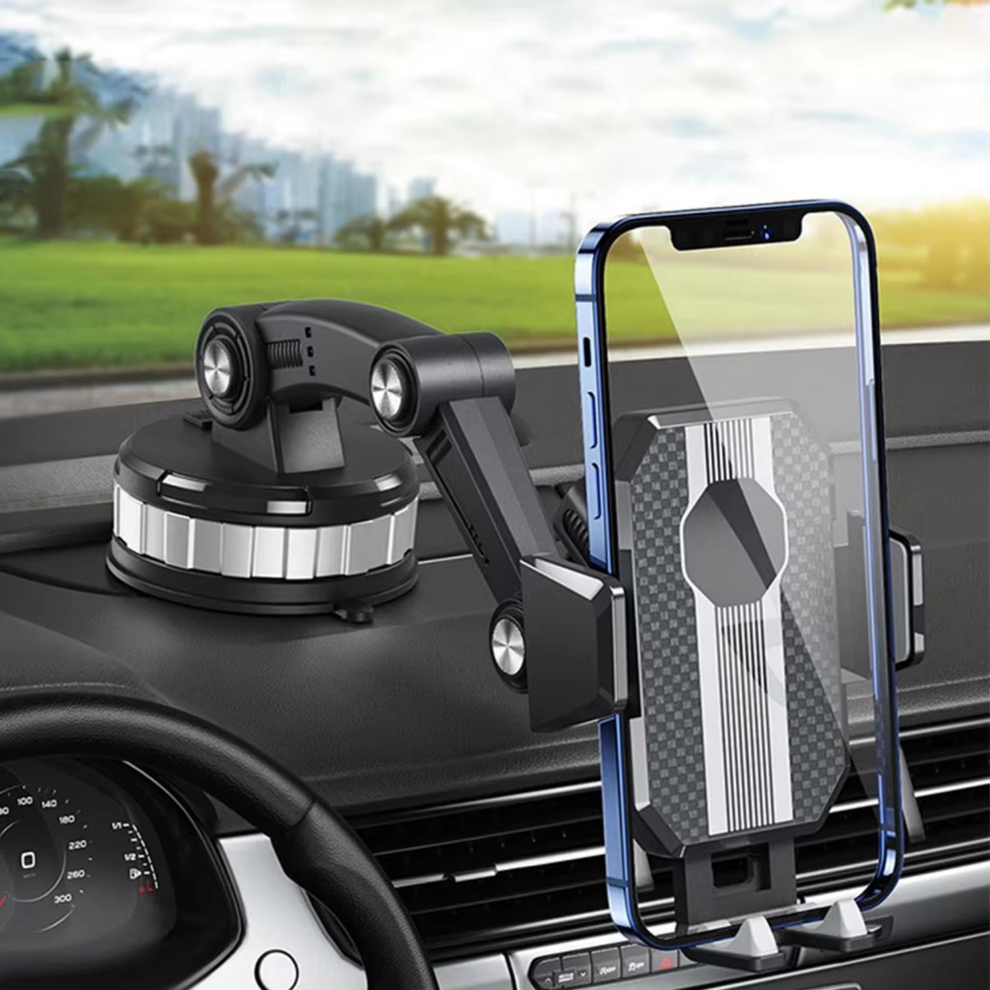 Car Phone Holder | Strong Suction Cup Grip | 360° Rotation | One-Hand Operation