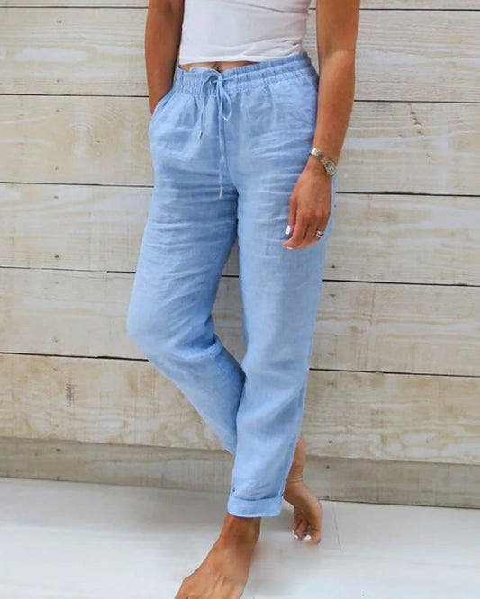 Women's Summer Casual Linen Pants | with Drawstring