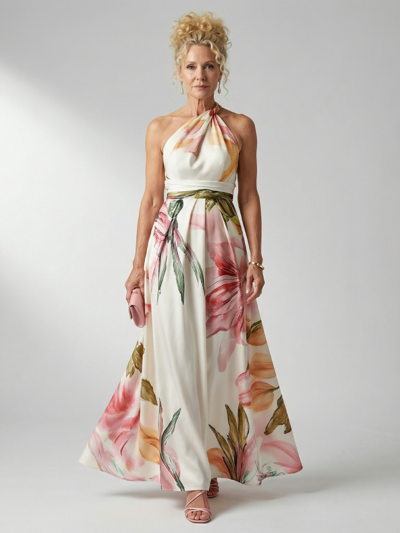 Women's One-Shoulder Floral Wedding Guest Dress | Maxi
