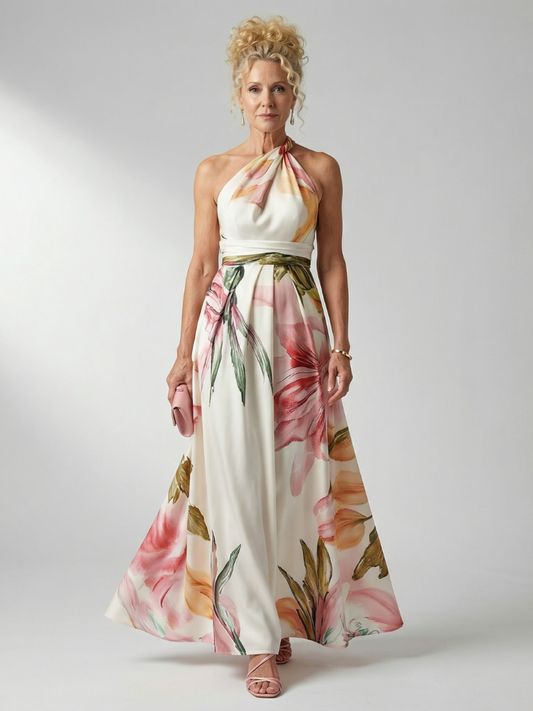 Women's One-Shoulder Floral Wedding Guest Dress | Maxi