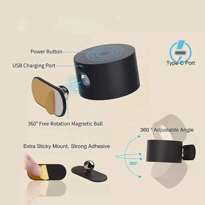 Wireless, Rotatable LED Wall Lamp with 360-Degree Illumination