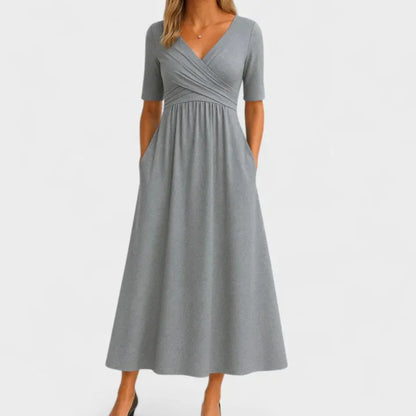 Women's V-Neck 3/4 Sleeve Wrap Dress | Midi