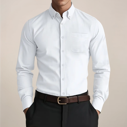 Men's Casual Button-Up Long Sleeve Shirt | with Chest Pocket