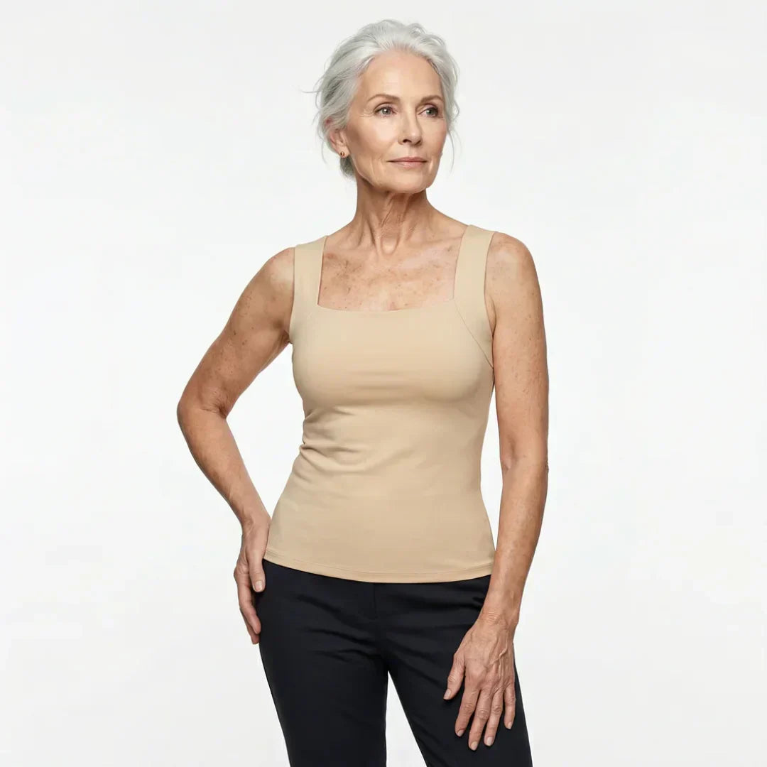Women's Square Neck Tank Top | with Built-In Bra