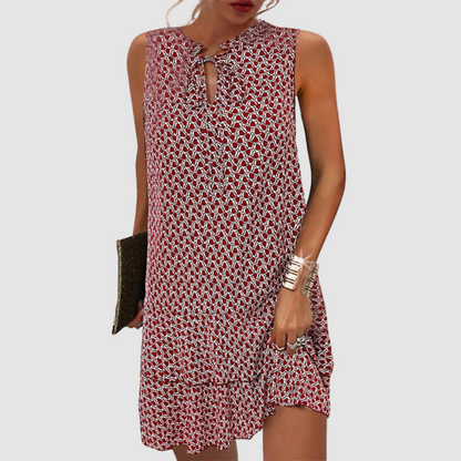 Women's Printed Sleeveless Ruffle Hem Party Dress | Mini