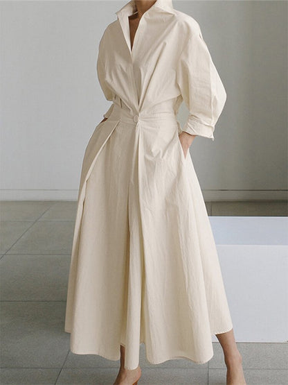Women's Long Sleeve Shirt Dress | Maxi