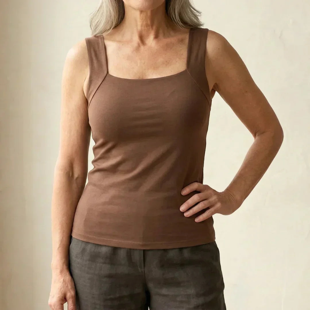 Women's Square Neck Tank Top | with Built-In Bra