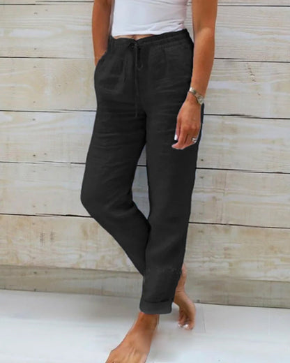 Women's Summer Casual Linen Pants | with Drawstring
