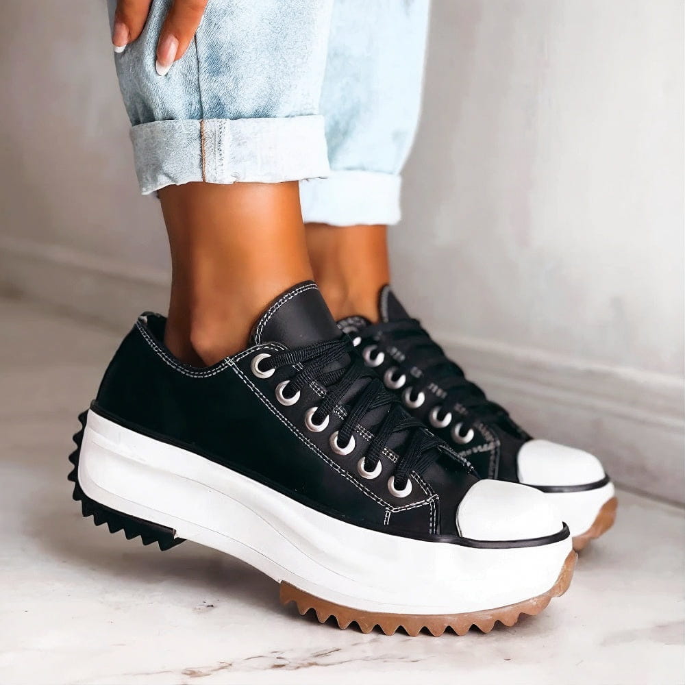 Women's Casual High Sole Platform Sneakers | Lace-Up Closure