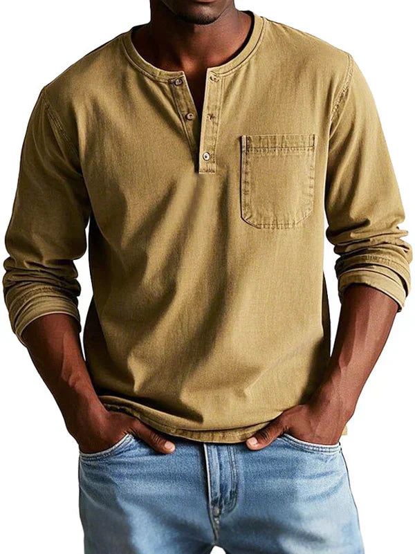 Men's Long Sleeve Henley T-Shirt | Casual