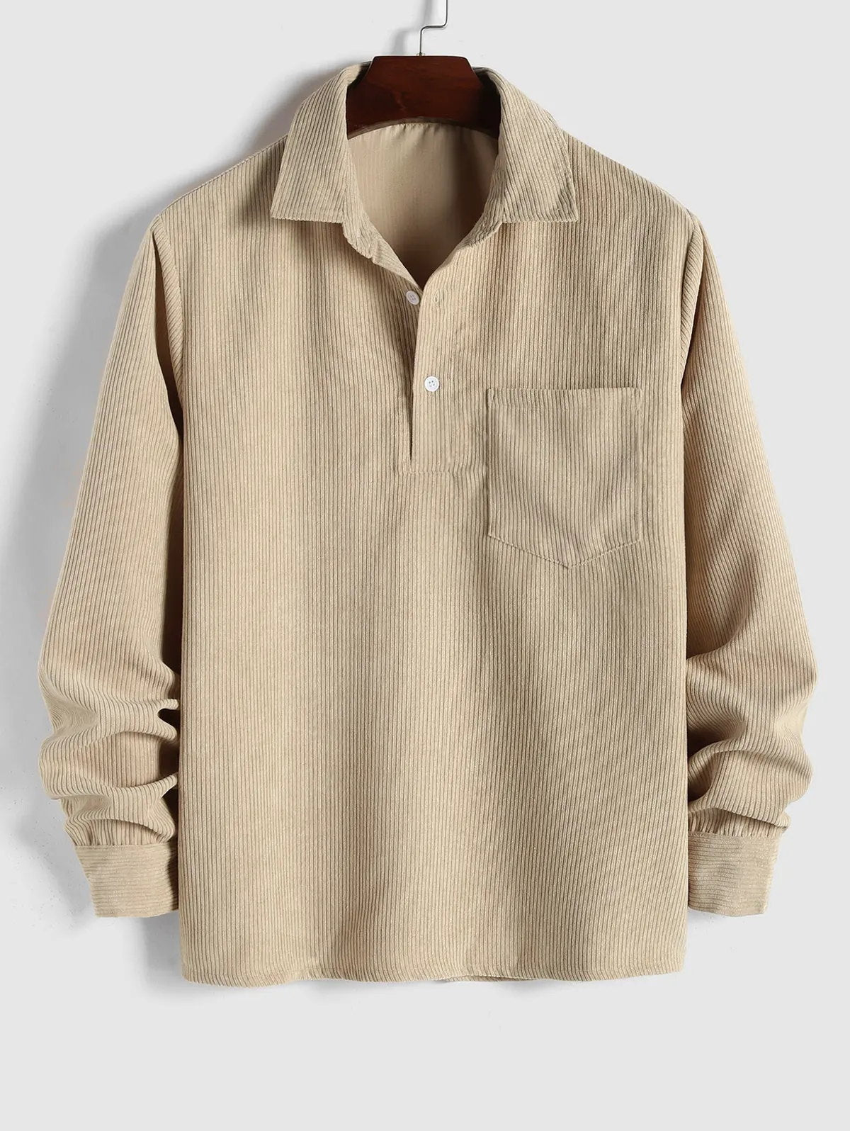 Men's Long Sleeve Half-Button Polo Shirt | with Chest Pocket