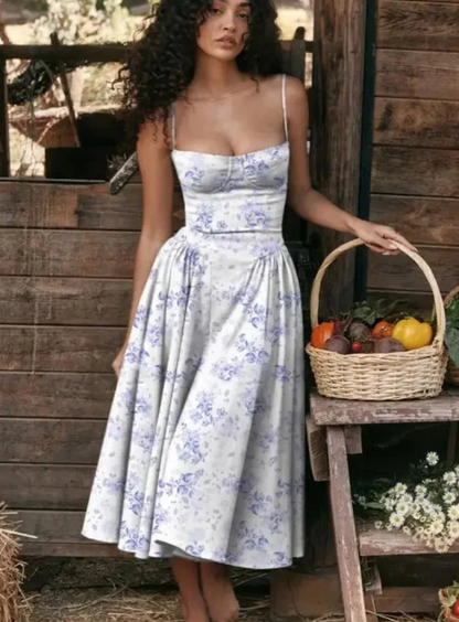 Women's Spaghetti Strap Corset Cocktail Dress | Midi
