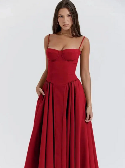 Women's Spaghetti Strap Corset Cocktail Dress | Midi