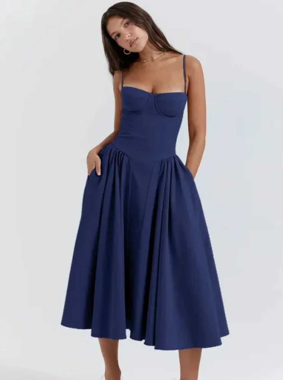 Women's Spaghetti Strap Corset Cocktail Dress | Midi