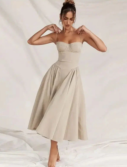Women's Spaghetti Strap Corset Cocktail Dress | Midi