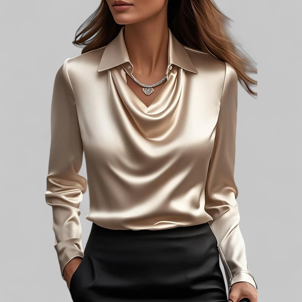 Women’s Waterfall Neck Blouse | Long Sleeves